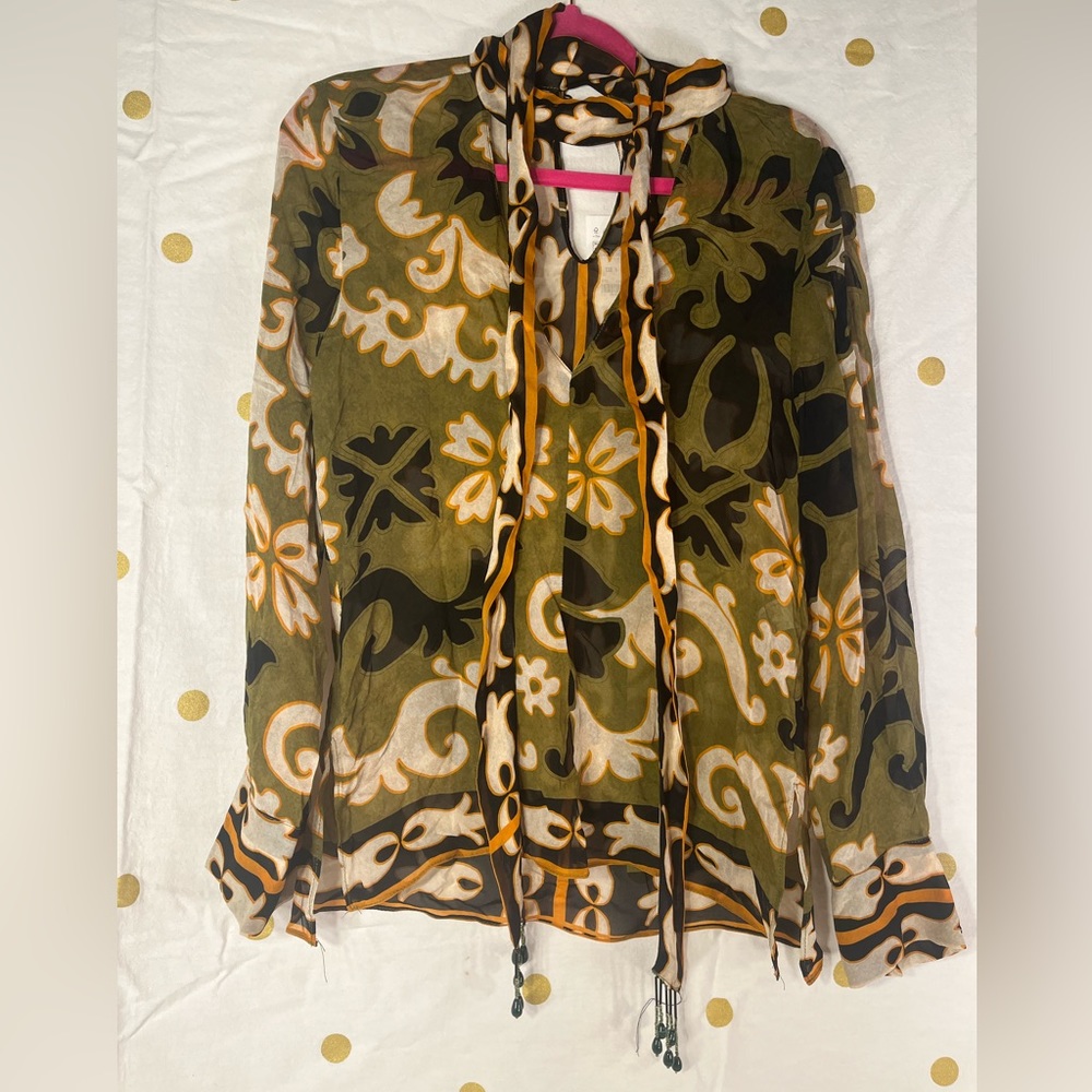 Zara Pattern Blouse with Beaded Detail